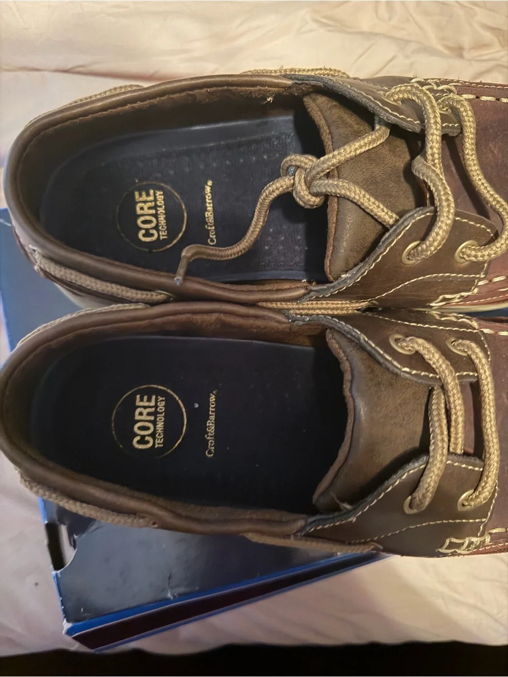 croft & barrow Brown Leather and Tan Trim Boat Shoes